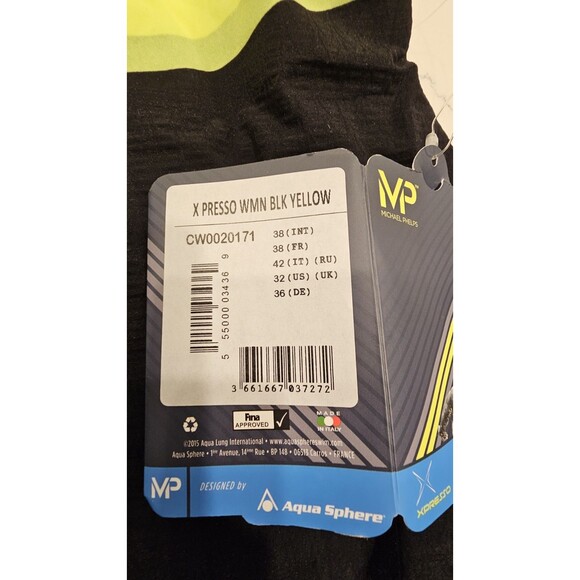 MICHAEL PHELPS Xpresso Competition swimsuit Womens Blk/Ylw size 32 NIB $ 324 - Picture 3 of 9